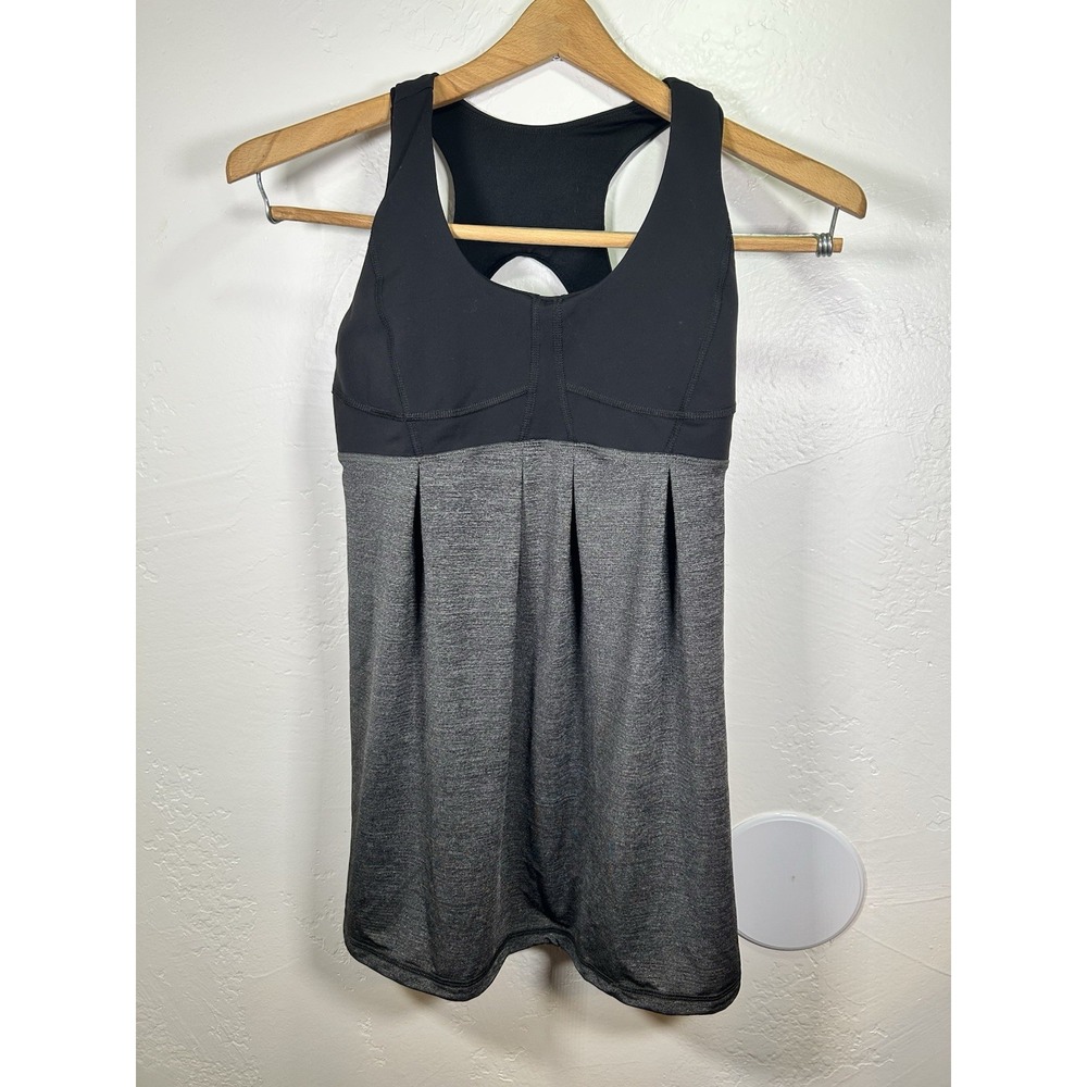 Lululemon Womens 6 Heathered Black Run Your Heart Out Racerback Tank Top Workout